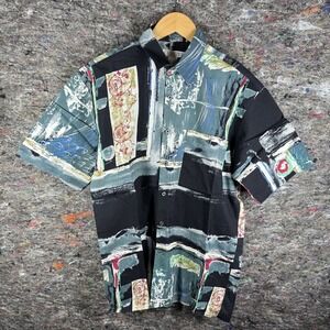 Vintage Expressions Worldwide Shirt Mens Small Abstract Art Print 90s‎